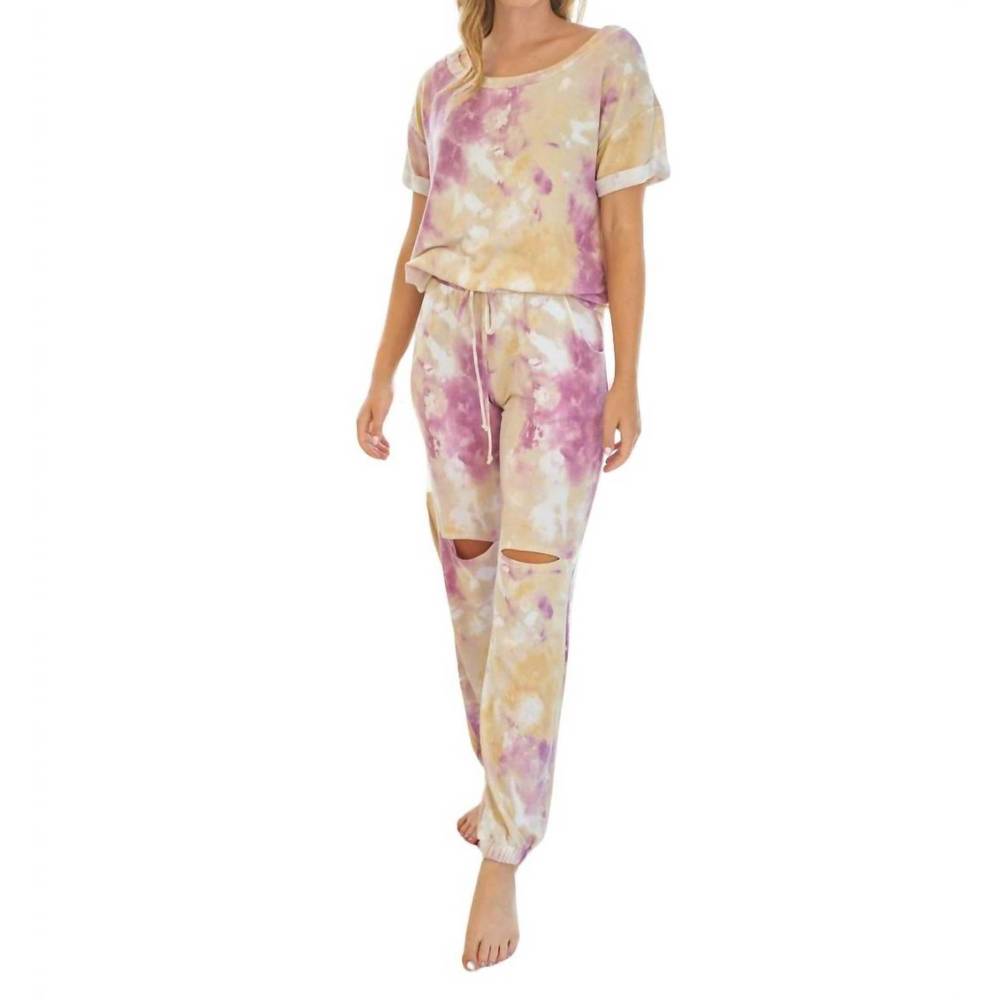 NEW WHITE BIRCH tie dye knit two piece set in multi